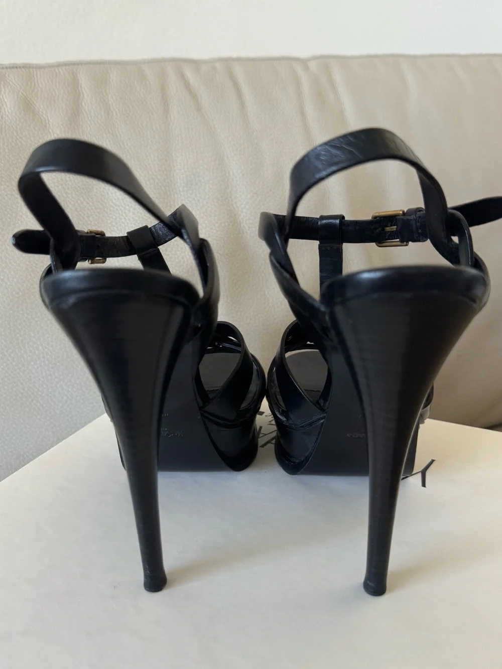 Saint Laurent Tribute Leather T-Strap Platform Sandals | YSL - Picture 10 of 16